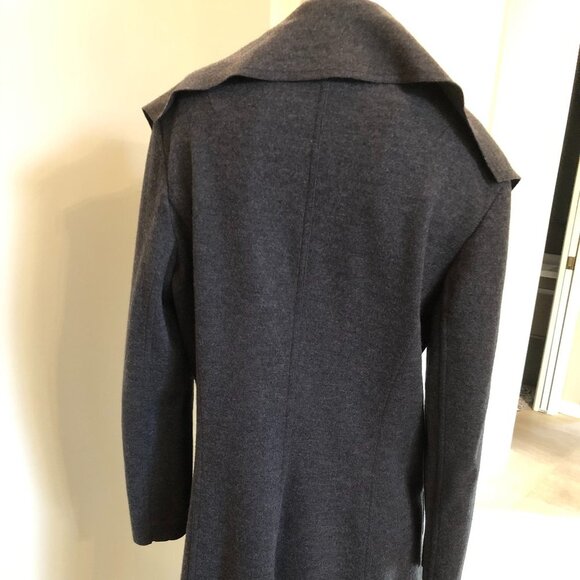 Kay Unger New York Designer Waterfall Detail Wool Coat Charcoal Grey Sz 12 - Picture 4 of 6